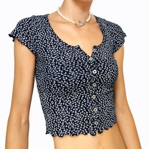 Brandy Melville floral navy top